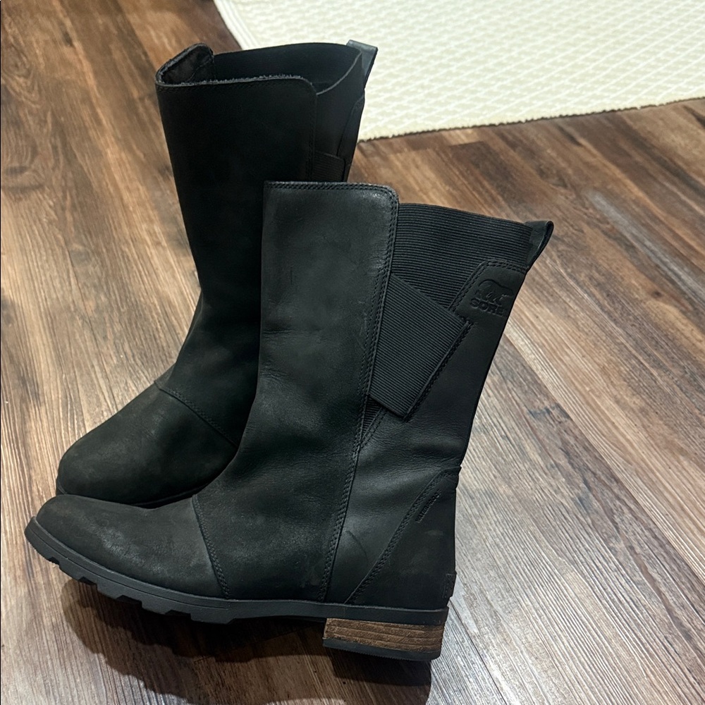 Sorel Black Leather Combat Boots